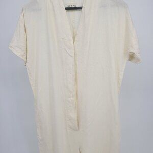 OFF/ON Clothing LINEN JUMPSUIT WITH SHORT SLEEVES AND TIE BELT